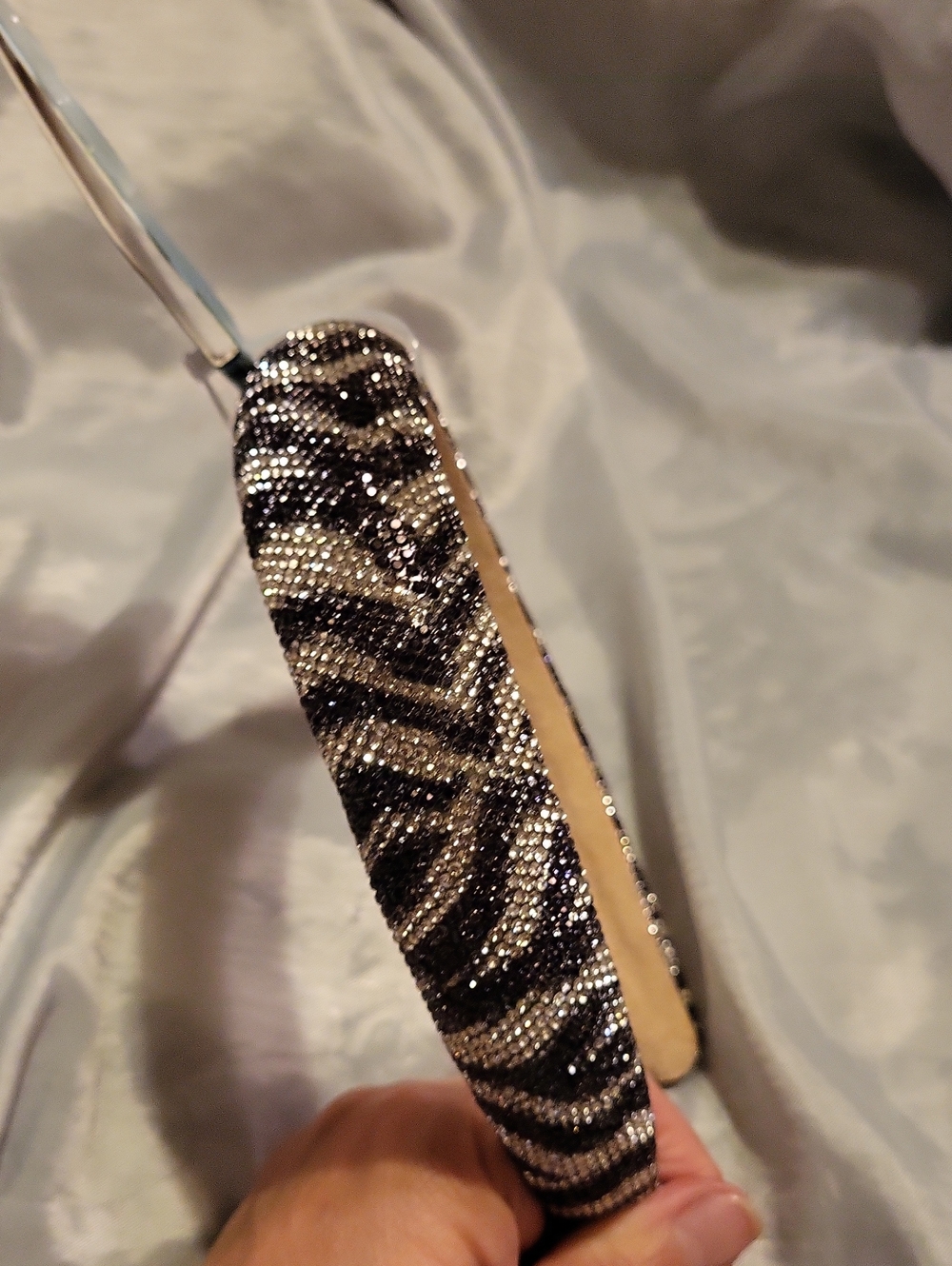 Piper K Sparkle Zebra Headband - Black & Silver Accent Bnwt Lpm